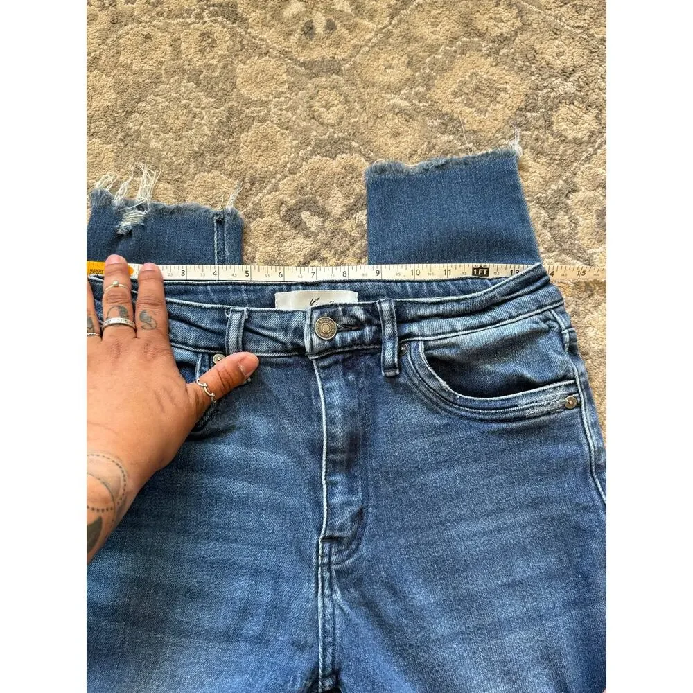 KanCan High Rise Skinny Ankle Jeans Distressed Raw Hem Stretch Denim Womens 9/28